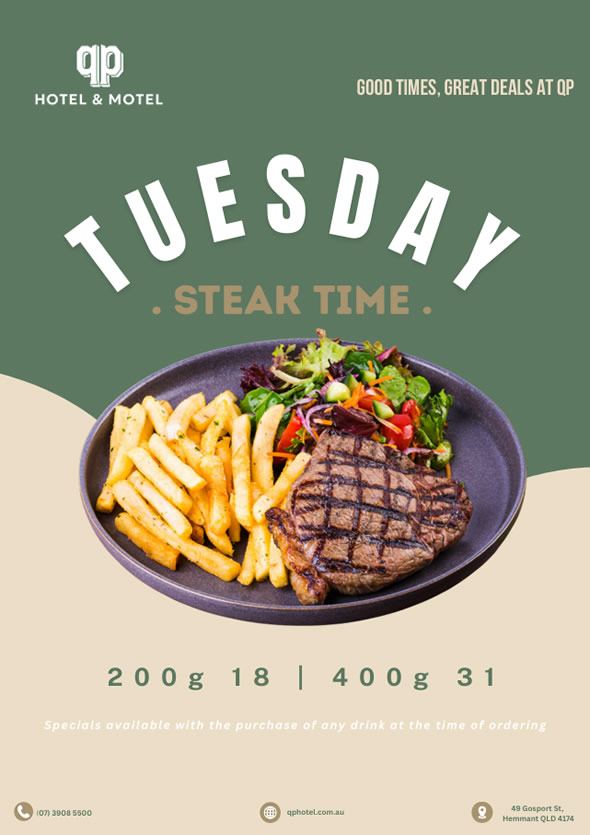 TUESDAY . STEAK TIME